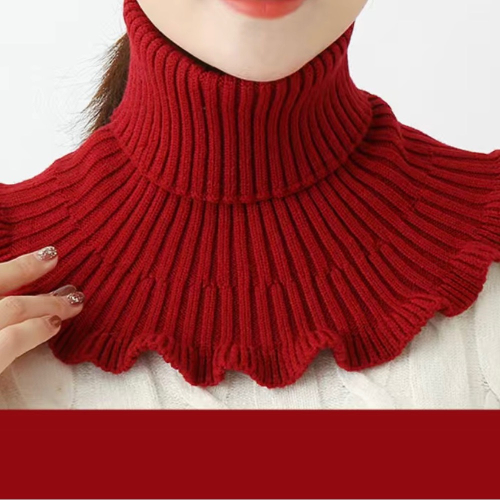 Knitted scarf warm neck uni size color red